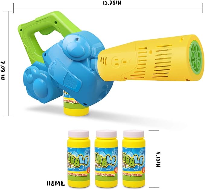 Duckura Bubble Leaf Blower, Outdoor Bubble Machine for Toddlers 1-3, Kids Bubble Gun Blower with 3 Bubble Solution, Summer Outside Yard Toy, Halloween Party Favor Birthday Gift for Age 2 3 4 Boy Girl
