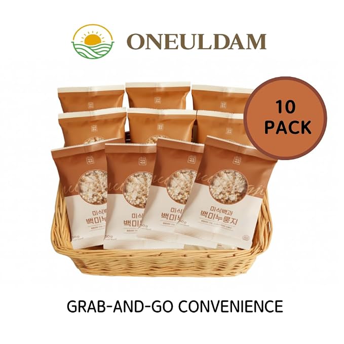ONEULDAM Korean Scorched Rice (Nurungji) - Gluten-Free White Rice Crust | Premium Gluten-Free Healthy Snack, No Additives, Sugar-Free, Low Calorie Crunchy Toasted Topping 백미누룽지
