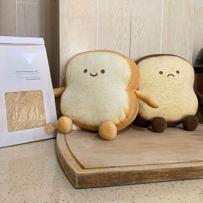 Toast Bread Pillow Funny Food Plush Toy Pillows Small Cute Stuffed Plush Sofa Pillow (Toast Bread,Golden)