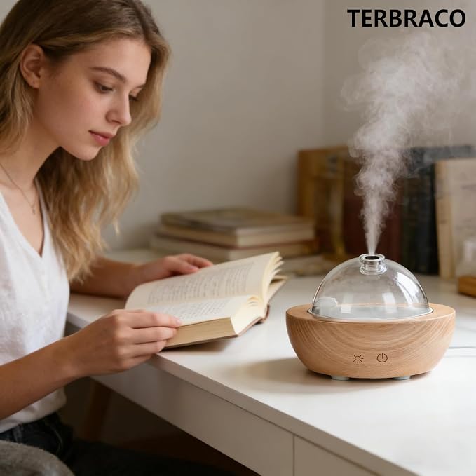 Essential Oil Aroma Diffuser - Electric Wood Glass Ultrasonic Fragrance Aromatherapy Scent Water Humidifier for Home Bedroom, Cold Air Smart Therapy Nebulizing Aromas Difusor para Casa