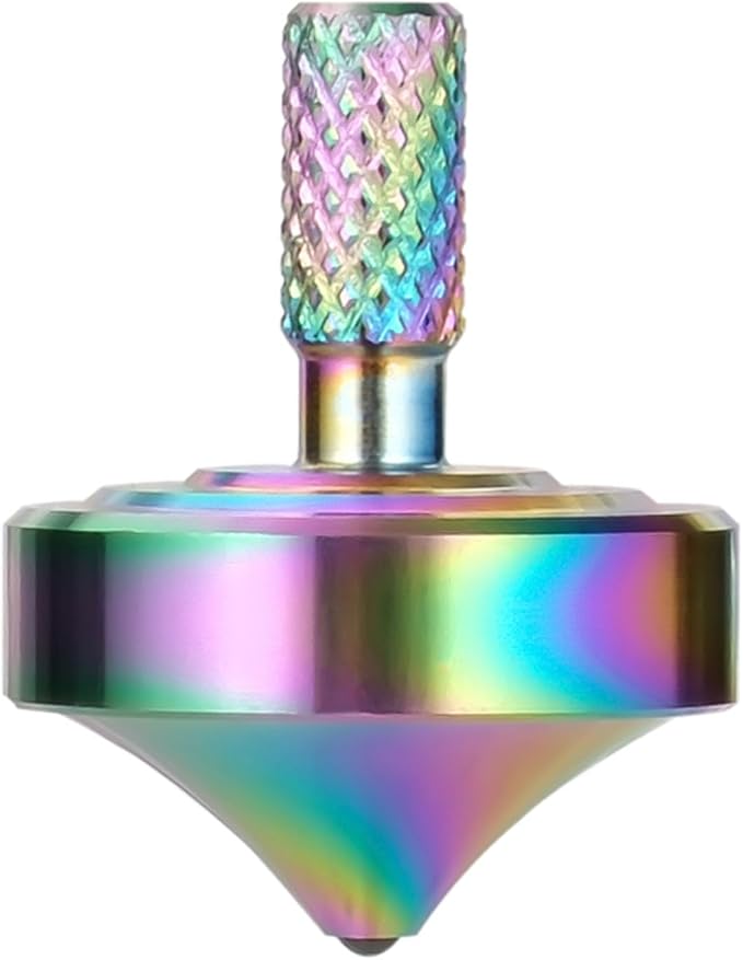 Stainless Steel Spinning Top, Precision Mini Desktop Gyroscope, Kill Time Reduce Stress ADHD Toys, Perfect Balance Gyro (Iridescent Style 3)
