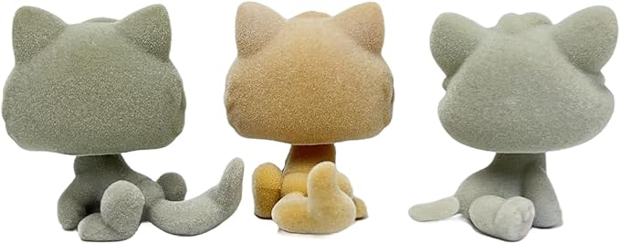 3pcs/Set Custom Flocked Pet Shop Toys Short Hair Cat Kitten Collie Great Dane Cocker Spaniel Dachshund Puppy Dog OOAK Compatible with LPS (#47 and #66 and #88)