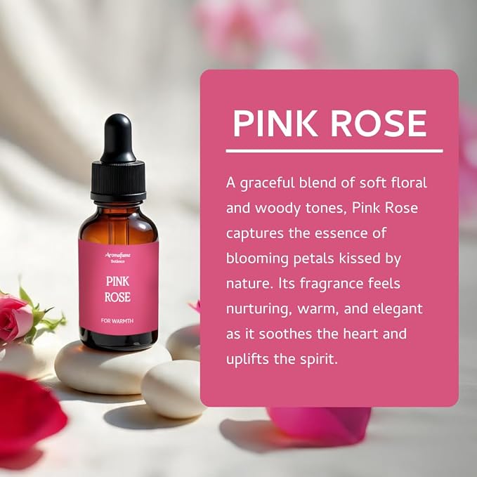 Pink Rose Essential Oil Diffuser Blend by Aromafume | 1 x 30ml / 1 fl oz | Floral & Woody Scent for Romance, Sensuality & Good Vibrations | Rose Aromatherapy Oil | Vegan & Cruelty-Free