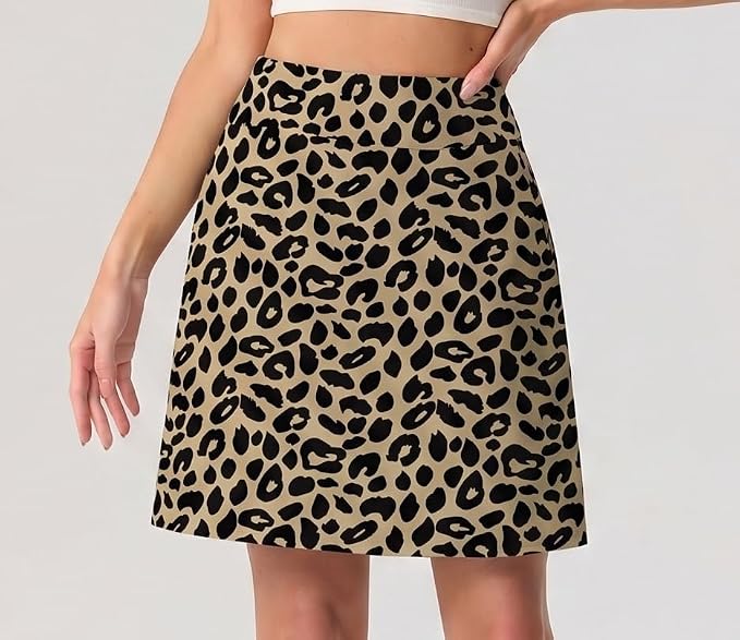 PrinStory 19" Tennis Skirt for Women Athletic Skort with Zipper Pockets | Workout Skort, Built-in Shorts, High Waisted, Split Hem, Knee Lentgh, Golf, Pickleball, Sports