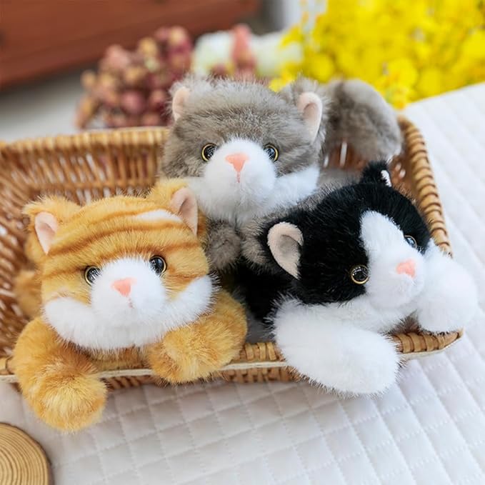 7.8 Inch Cat Stuffed Animals Plush,Cute Cat Weighted Stuffed Animal Soft Fluffy Kitten Plushies Toy Pillow Reward Gifts for Kids Boys Girls