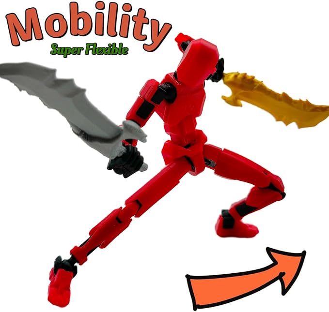 3D Printed 5.54-inch Multi-Jointed Action Figures Dummy13, Full Body Mechanical Movable Toy, Multiple Accessories, Hand Painted Figure, Desk Decoration, Creative Gifts (Z-Set2)