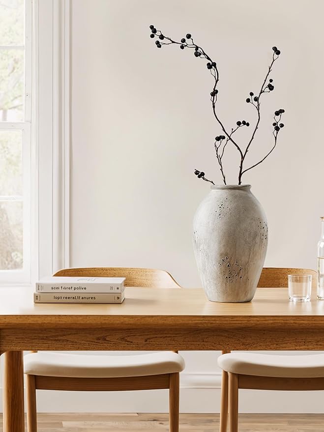 LE TAUCI Ceramic Flower Vase, 13.2 Inch Large Wabi-Sabi Vase, Tall Floor Vase for Home Decor, Living Room Table & Mantel Centerpiece, Watertight & Sturdy, Weathered Stone Greige