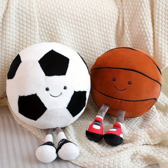 YUDONG 12 Inch Soft Plush Sports Ball Doll - Adorable Football Plush Toy, Fun Spherical Stuffed Animal, Cute Throw Pillow & Kids Gift (Football)