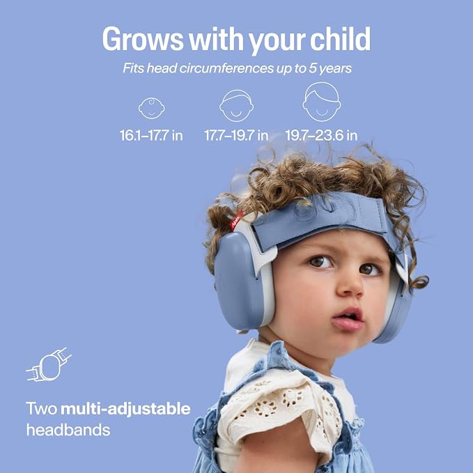 Alpine Muffy Baby Comfort - Protects Hearing for Babies and Toddlers - CE & ANSI Certified - Headband for Safe fit & Comfort - Adjustable for Ages 3-48 Months - 24dB Sound Reduction, Denim