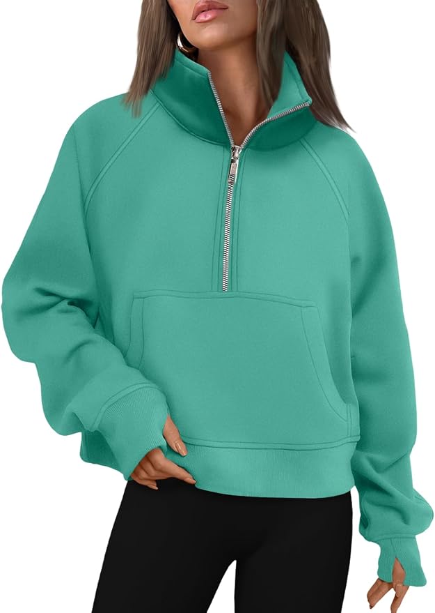 AUTOMET Womens Sweatshirts Half Zip Fleece Pullover Fall Outfits | Fall Fashion Clothes 2026,Cropped Sweatshirts,Cute Y2k Tops,Quarter Zipper Sweater,Winter Loungwear Outfits