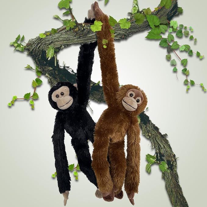 Hanging Orangutan Stuffed Animals,2pcs Chimpanzee Orangutans Plush Toys Curtain Buckle for Decoration,20 inches Chimpanzee Stuffed Jungle Animals for Kids(Two Gorillas)