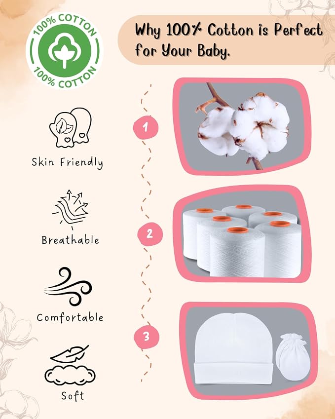 RATIVE Baby Mittens Newborn No Scratch Gloves, Organic Cotton Infant Mittens for Baby Boy & Girl, 0-6 Months