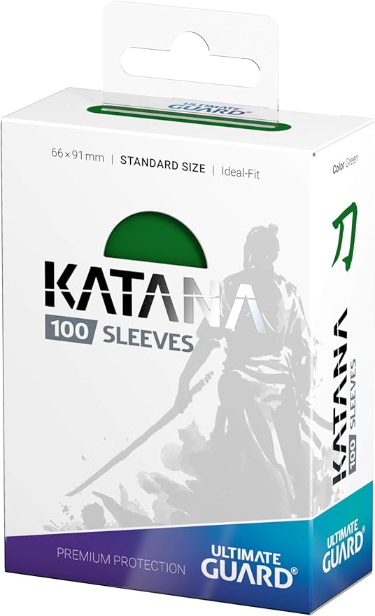 Ultimate Guard Katana Card Sleeves: 100 Standard Size TCG Sleeves, 66 x 91mm, Green Back, Tournament Quality, No PVC & Acid-Free, High Clarity