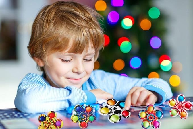 8 Pcs Fidget Spinners Pop Toys for Party Favors, Sensory Fidget Toys Bulk for Classroom Prizes, Easter Christmas Valentine Gifts for Kids Easter Basket Stuffers