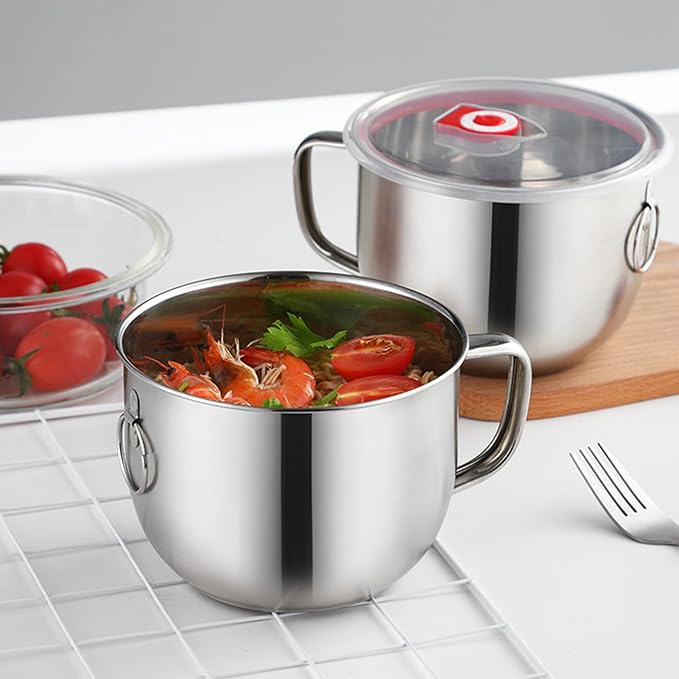Stainless Steel Stock Pot, Korean Ramen Cooking Pot, Multifunctional Nonstick Ramen Noodle Soup Pot with Handle, for Pasta, Soup, Spaghetti, Nonstick Fast Heating