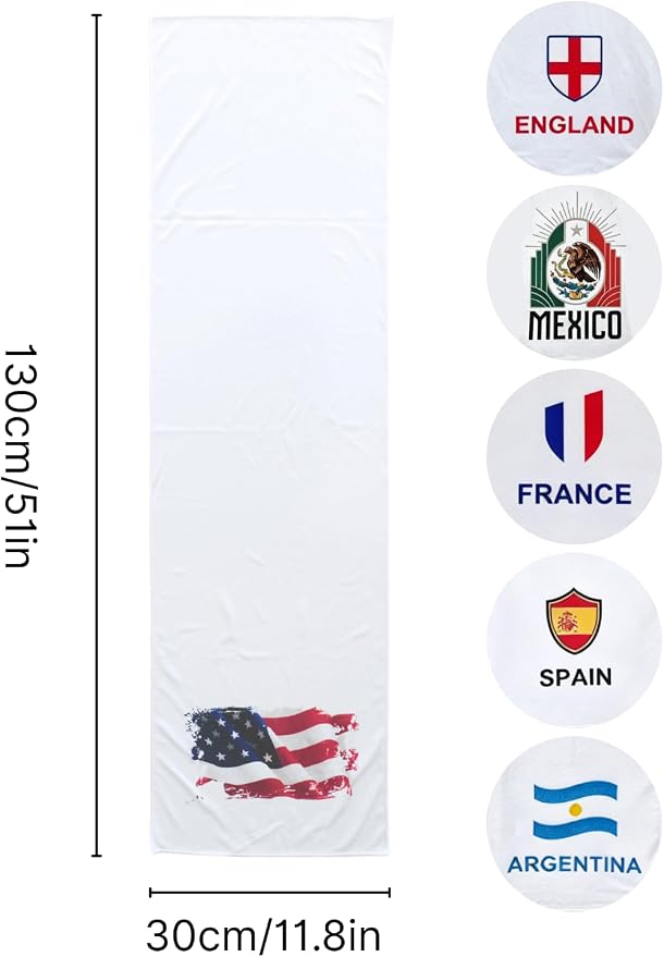 Cooling Towels for Neck and Face, 2-Pack Sports Cooling Towels for Hot Weather, World Cup 2026 USA, Microfiber Cooling Towel Instant Cool Ultra Soft Lightweight for Baseball Soccer Gym Yoga Golf