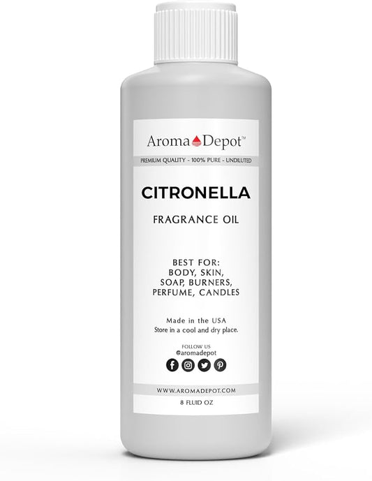 Citronella 8 oz. Fragrance Oil I Perfume I Skin Oil I Scented Oil. DIY Projects Such as Candles, Bath Bombs, Body Butters, Creams & Lotions. Few Drops in The Diffuser, Burners, or Warmers.