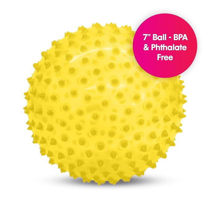 Edushape The Original Sensory Ball for Baby - 7" Transparent Yellow Color Baby Ball that Helps Enhance Gross Motor Skills for Kids Aged 6 Months & Up - Vibrant, Colorful & Unique Toddler Ball