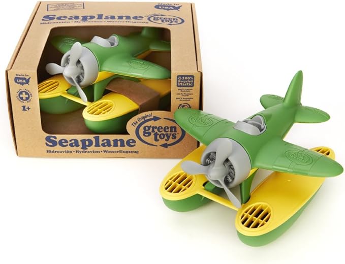 Green Toys Seaplane, Green/Yellow - Pretend Play, Motor Skills, Kids Bath Toy Floating Vehicle. No BPA, phthalates, PVC. Dishwasher Safe, Recycled Plastic, Made in USA.