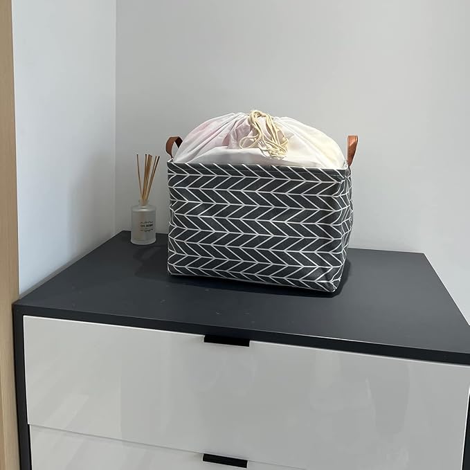 CLOCOR 3-pack Rectangular Storage Bin,Collapsible Home Organization (Grey Arrow)