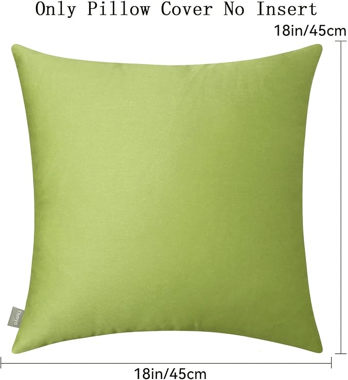 Thmyo 4-Pack 100% Cotton Comfortable Solid Decorative Throw Pillow Case, Square Cushion Cover Pillowcase Sublimation Blank Pillow Covers DIY Throw Pillowcase for Couch(18x18 inch/ 45x45cm, Green 2)