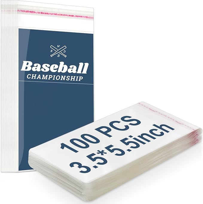Lewtemi 100 Pcs Graded Card Sleeves Resealable Team Bags for Trading Cards Baseball Sports Slabs Holders Plastic Collectible Slabs Protection,3.5" x 5.5"