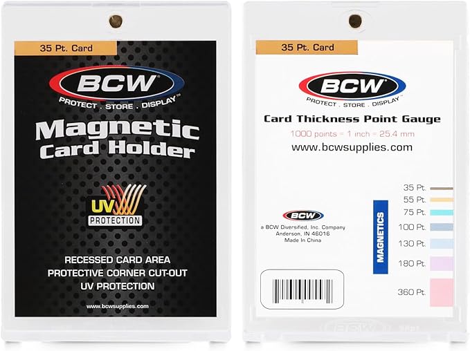 BCW Magnetic Card Holder - 35 PT Thickness - 20 Pack | Protective Display Card Case with Secure Gold Magnet Closure | UV Protection, Quick Access Design for Sports, Gaming, and Collectible Cards