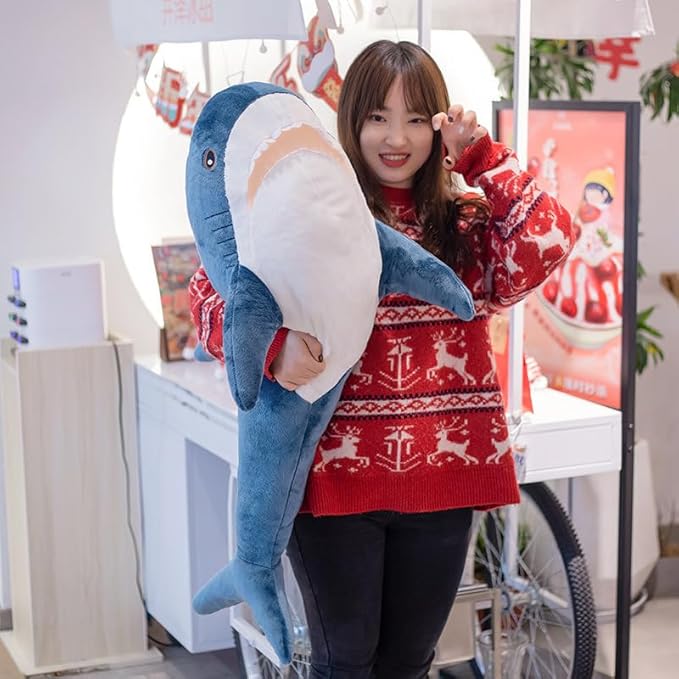 39.3 Inch Giant Shark Plush Stuffed Animal Toy Soft Plush Pillow Shark Stuffed Sea Animals for Boy's and Girl's Room Sofa Decoration and Holiday Birthday Gift