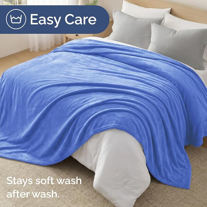 Fleece Blanket Throw XL - Ultra-Soft Flannel Fleece Blanket - Vista Blue | Soft, Warm, Outdoor Picnic Blanket for Camping, Travel, Lightweight, Cozy, Anti-Static, Home Decor Gifts for Men & Women