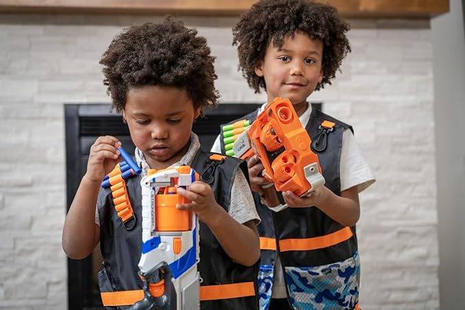 Little Adventures 10 Count Set of Child Blue Camo Tactical Vest Pretend Play and Party Pack for Ages 3-8