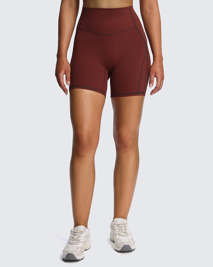 Aoxjox Lexi Lined Workout Biker Shorts for Women Tummy Control High Waisted Exercise Athletic Gym Running Yoga Short 6"