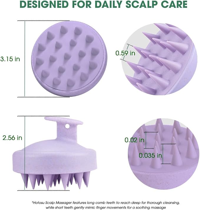 Scalp Massager Brush for Hair Growth – Silicone Scalp Scrubber & Scalp Exfoliator – Manual Scalp Massager Brush for Wet or Dry Use – Hair Massager Scalp Shampoo Brush Tool (Purple)