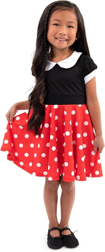 Little Adventures Retro Polka Dot Twirl Dress Up Costume - Machine Washable Child Pretend Play Party Dress