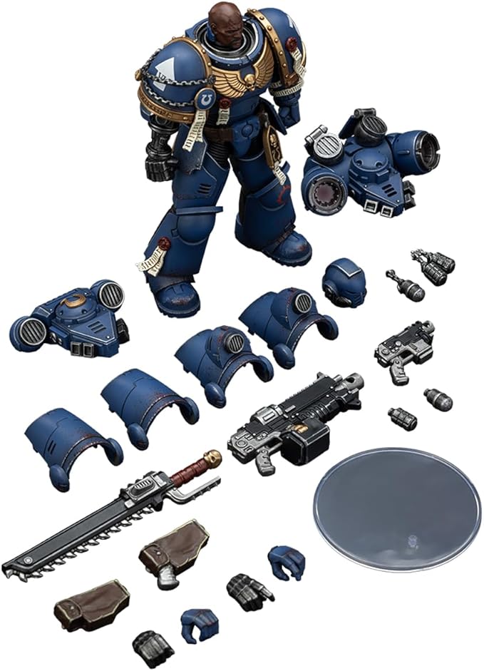 JOYTOY 1/18 Action Figure Warhammer 40,000 Ultramarines Brother Chairon-Sergeant Gadriel-Lieutenant Titus-Collectors Edition 3PCS Collection Model Birthday Gifts