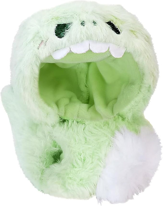 Clothes for 17cm Dolls, Cute Dinosaur Shark Bunny Outfit, Soft Accessories Set, Zip-Up Style (No Doll) Green Dinosaur