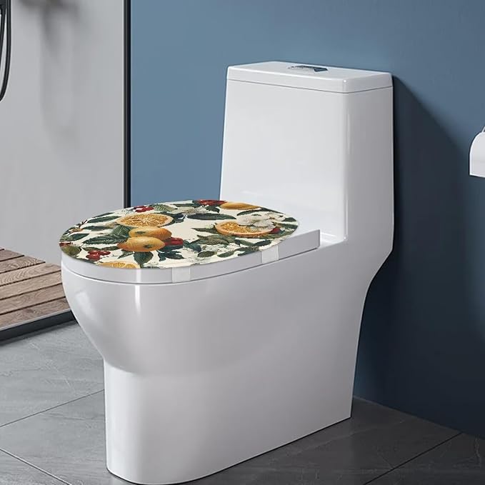 Lemon Toilet Lid Cover, Bathroom Decorative Flannel Soft Toilet Lid Cover, Bathroom Accessories Machine Washable Reusable Toilet Seat Cover