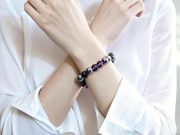 MAIBAOTA Healing Crystal Bracelet for Women Empath Protection & Safe Travel & Anxiety Relief Bracelet - New Beginnings Lucky Charms for Travel/New Job/Next Chapter