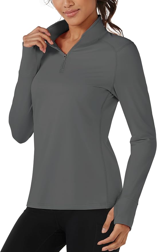 TACVASEN Women's Quarter Zip Sweatshirt Fleece Long Sleeve Workout Pullover | Lightweight Breathable Thermal Fabric,Mock Neck Design,Athletic Tops,Ideal for Gym Running Activities