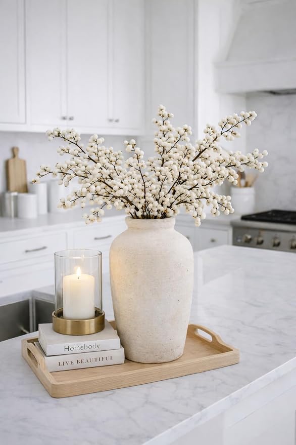 Emotionally Grounded Vase, Vaseking Large Ceramic Rustic Vase, 11 inch Minimalist Decorative Farmhouse Tall Vases for Home Decor, Living Room, Enterway, Table Decoration, Fossil