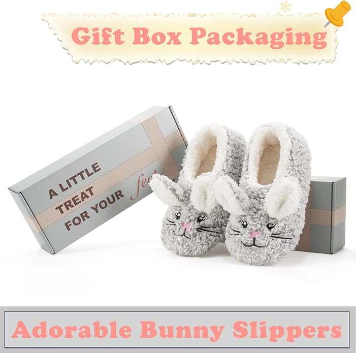 Cute Animal House Slippers, Warm Fuzzy Slipper Socks with Grippers Non Slip, Cozy Funny Gifts