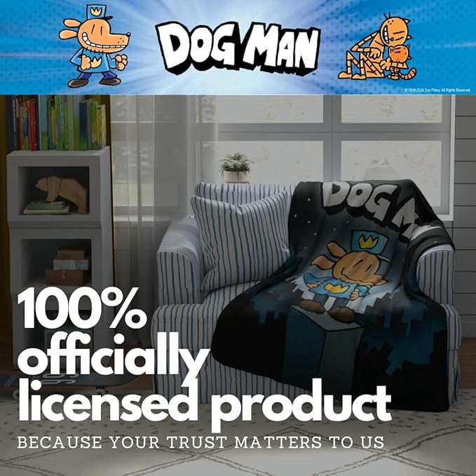 Franco Dog Man Supa Book Kids Bedding Super Soft Cozy Plush Throw, 46 in x 60 in, (Officially Licensed Product)