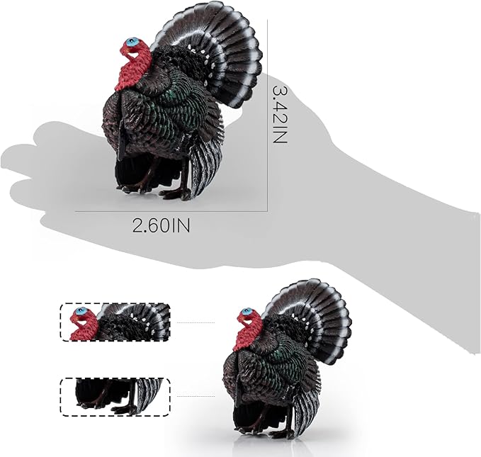 LC JoyCre 3 Inch Animals Turkey Toys Turkey Figurine Farm Animal Figurines for Toddlers Preschool Animals Figures Eduactional Model Toy for Kids Party Decoration
