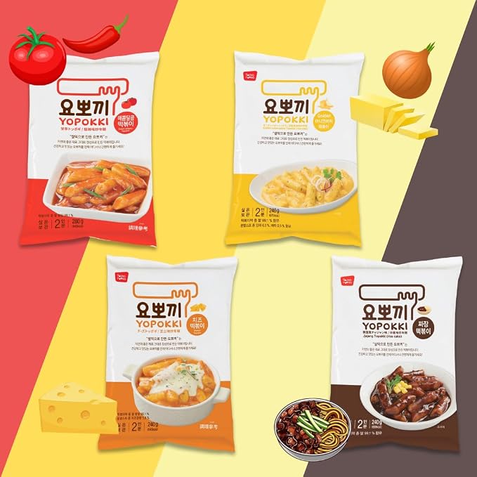 Yopokki Instant Tteokbokki Rice Cakes Korean, Topokki Pack - Great with Cheese and Ramen Noodles, Korean Snacks for College Dorm, Korean Food Meal Kit, Pack of 2 (2 Pack Combo, 2 Packs)