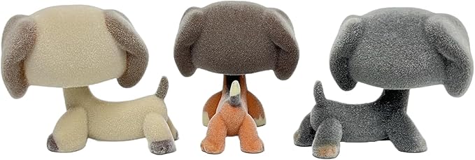 3pcs/Set Custom Flocked Pet Shop Toys Short Hair Cat Kitten Collie Great Dane Cocker Spaniel Dachshund Puppy Dog OOAK Compatible with LPS (#325 and #675 and #1491)