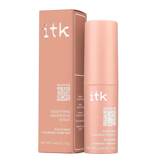 ITK Skincare Caffeine + Aloe Vera Under Eye Stick Face Moisturizer for Fine Line & Wrinkle Repair - Travel Size - Anti Aging Dark Circle Under Eye Balm Treatment Stick - Soothes Puffy Eyes & Redness