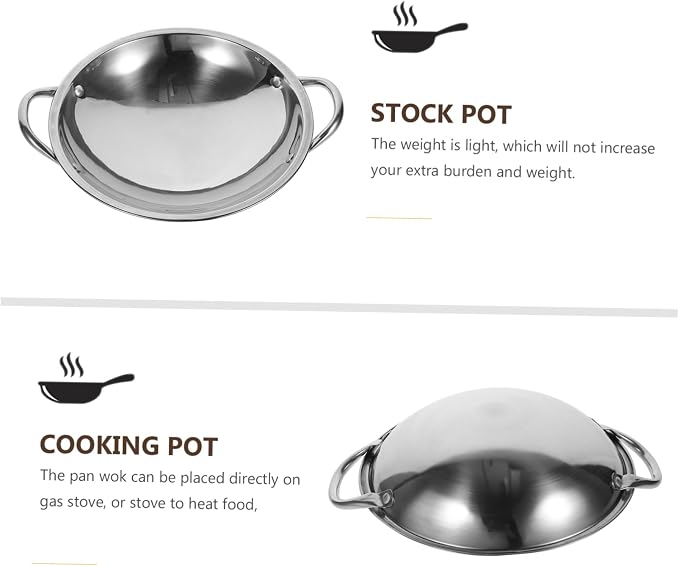 Zerodeko Rapid Heating Hot Pot Round Bottom Pots for Cooking Double Handle Easy to Clean