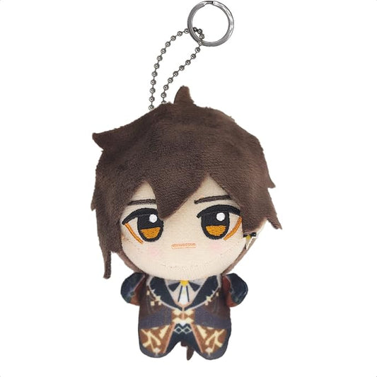 KOOLIYA Small Size Genshin Impact Figure Plush Doll - Zhongli (4 inch), Keychain Anime Figure Soft Stuffed Gift for Game Fans