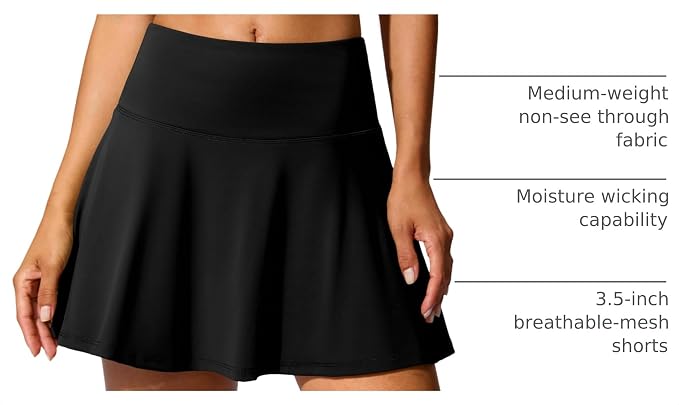 14" Tennis Skirt Golf Skorts with Pockets Tummy Control Shorts Pleated Skirts for Women Athletic Dressy Casual