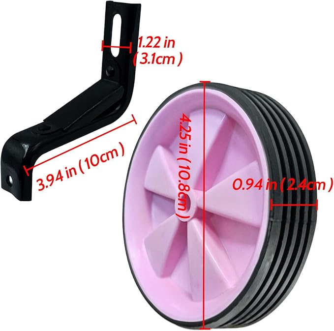 1 Pair Bicycle Auxiliary Wheel Bike Training Wheels Stronger Version Heavy Duty Rear Bicycle Stabilizers Accessories (Pink, 12in)