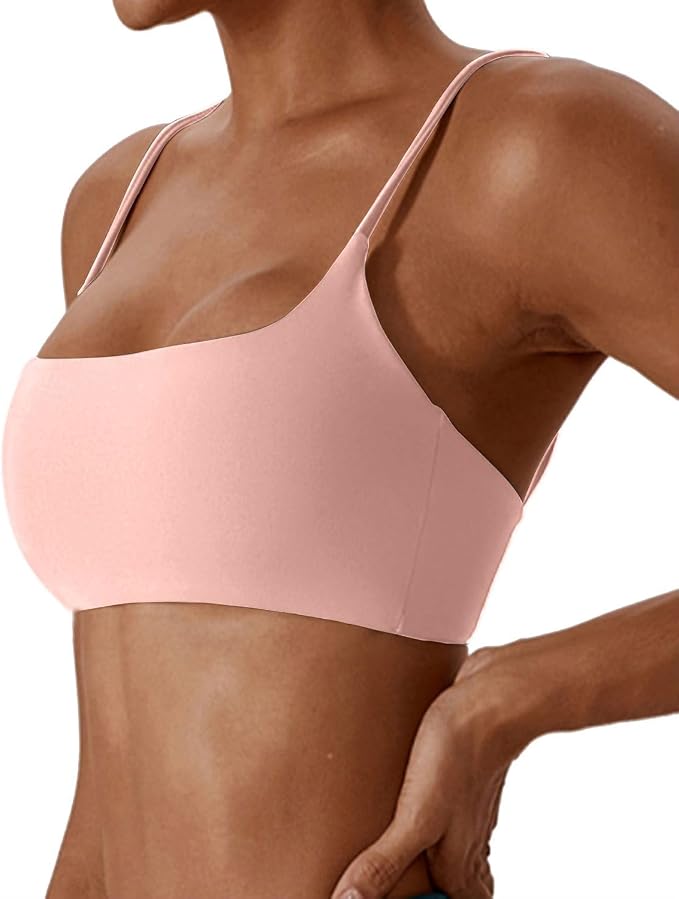 Comper Women's Sports Bras Wirefree Racerback Workout Bras Sexy Thin Straps Yoga Sport Bras with Removable Pads